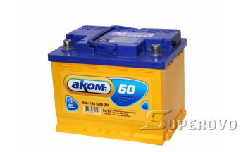 Купить аккумулятор автомобильный AKOM 6CT-60 Евро (60 A/h), 520А R+ в Березе Шинный двор